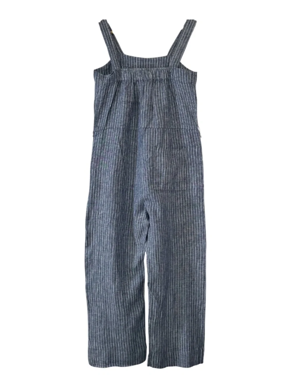 Quince Jumpsuit Womens S European Linen Square Neck Wide Leg Pockets Resortwear